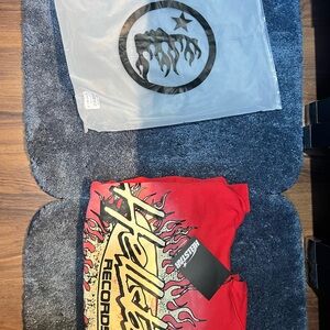 Heathen Records Red Graphic Shirt Jacket